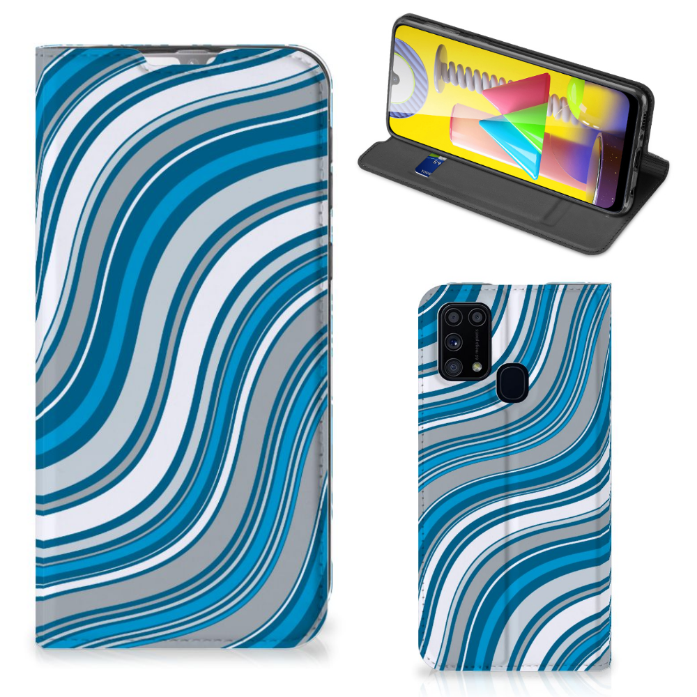 Samsung Galaxy M31 Hoesje met Magneet Waves Blue - B2C Telecom