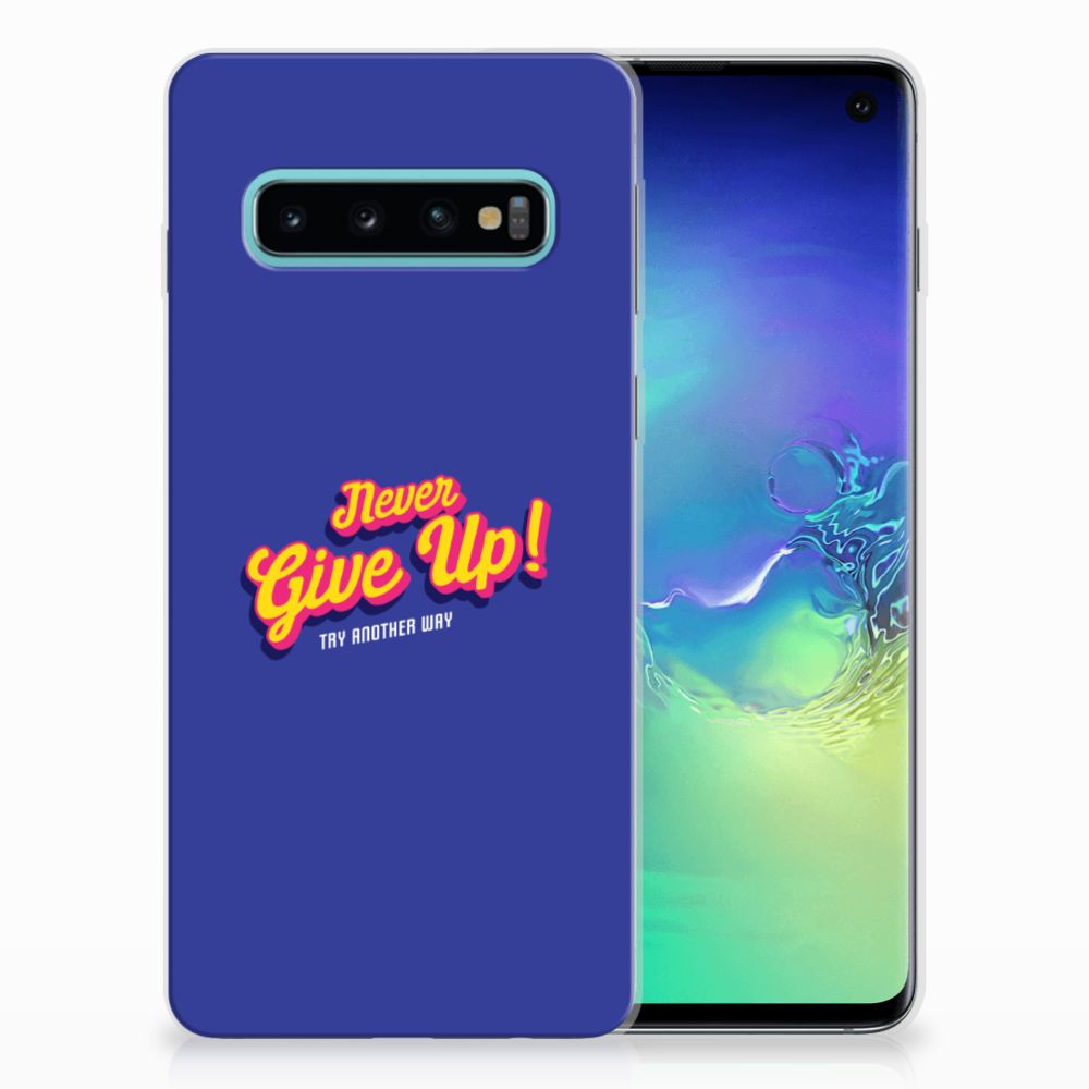 Samsung Galaxy S10 Siliconen hoesje met naam Never Give Up