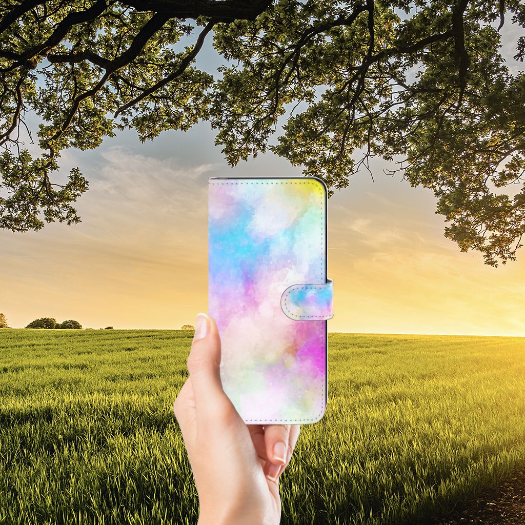 Hoesje Motorola Moto E22 | E22i Watercolor Light in hand with scenic background at sunset.