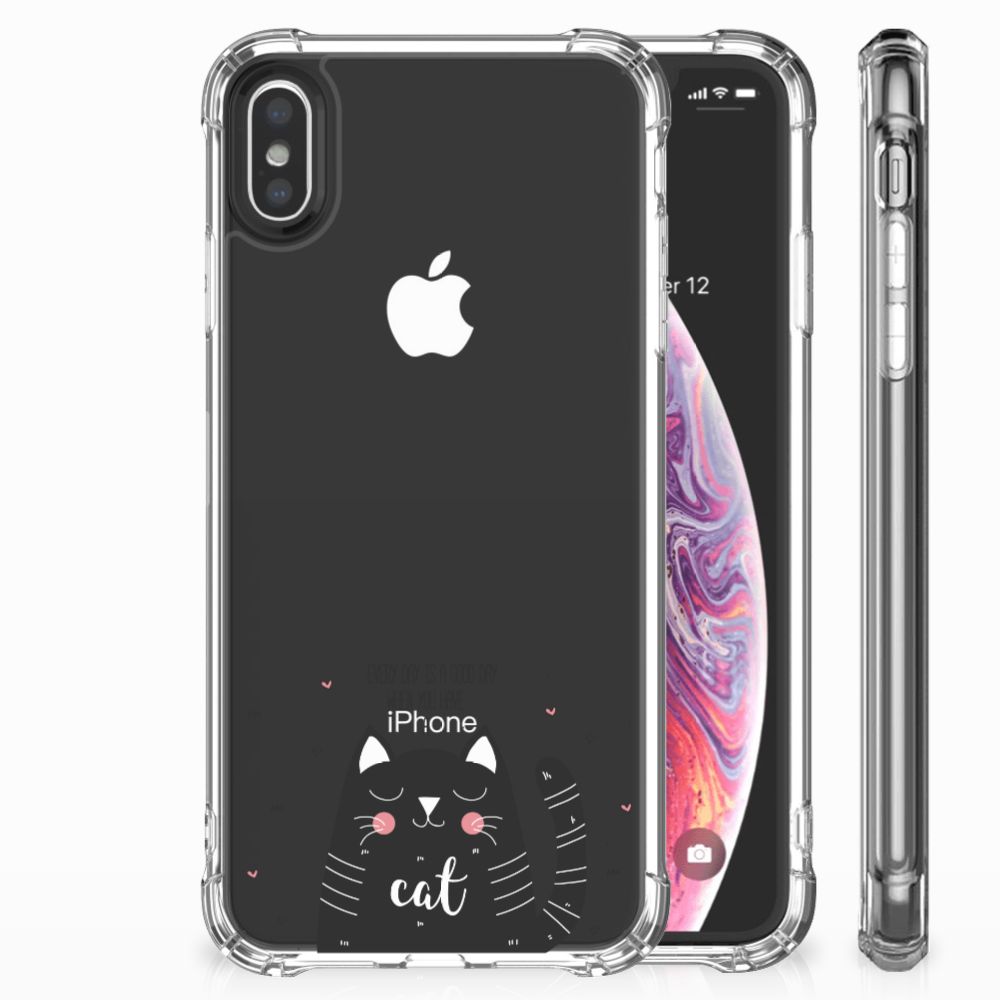 Apple iPhone X | Xs Stevig Bumper Hoesje Cat Good Day