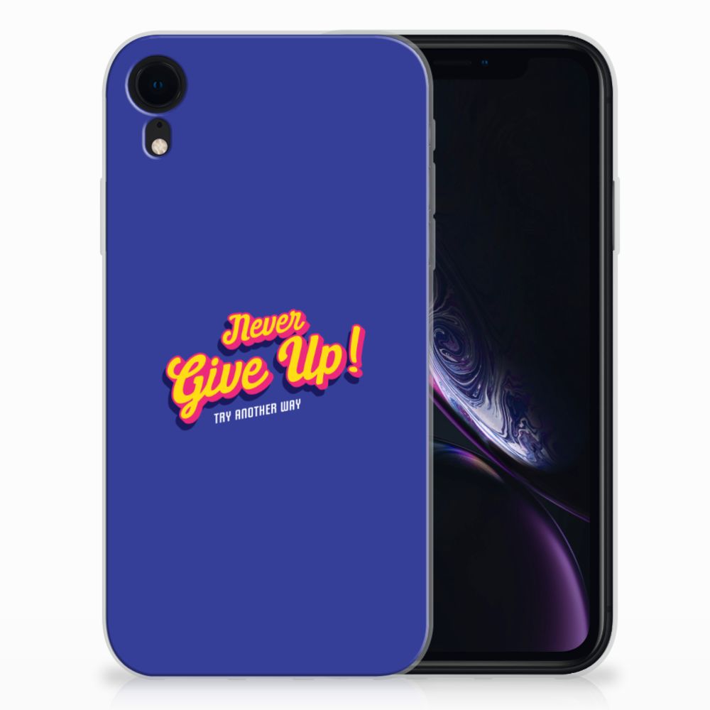 Apple iPhone Xr Siliconen hoesje met naam Never Give Up