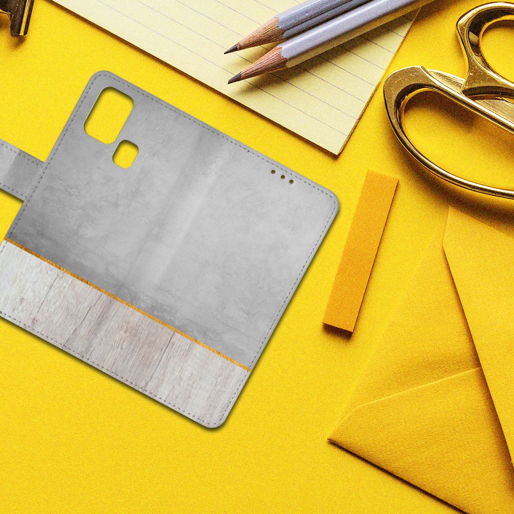 Samsung Galaxy M31 Book Style Case Wood Concrete