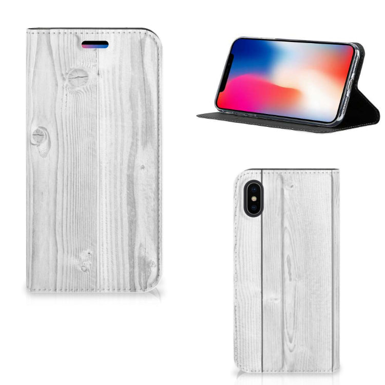 Apple iPhone X | Xs Book Wallet Case White Wood