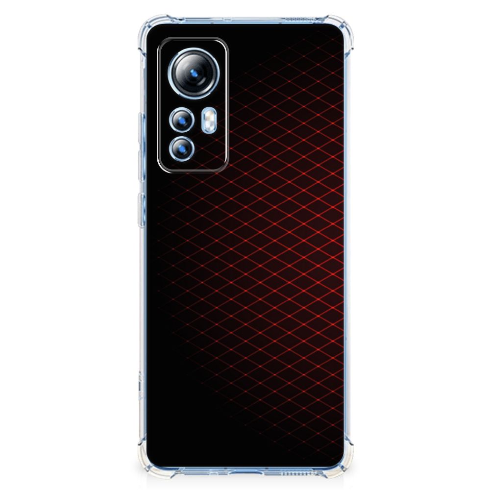 Xiaomi 12 Lite Doorzichtige Silicone Hoesje Geruit Rood B2C Telecom