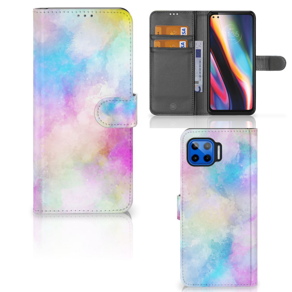 Hoesje Motorola Moto G 5G Plus Watercolor Light met pastelkleuren en pasjeshouder