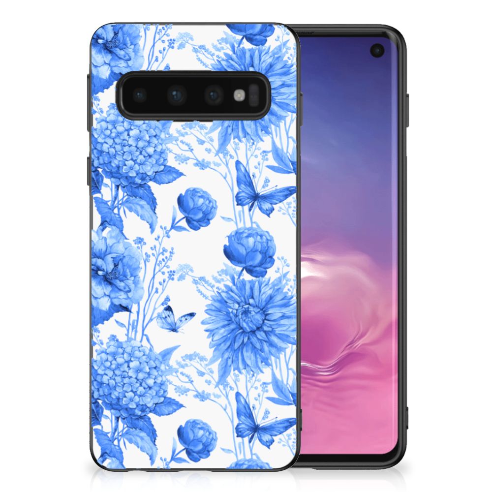 Skin Case voor Samsung Galaxy S10 Flowers Blue B2C Telecom