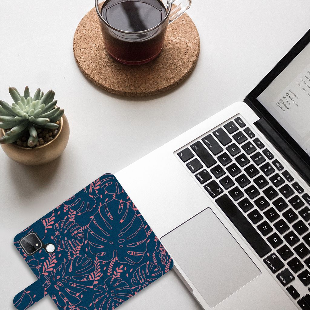 OPPO A15 Hoesje Palm Leaves