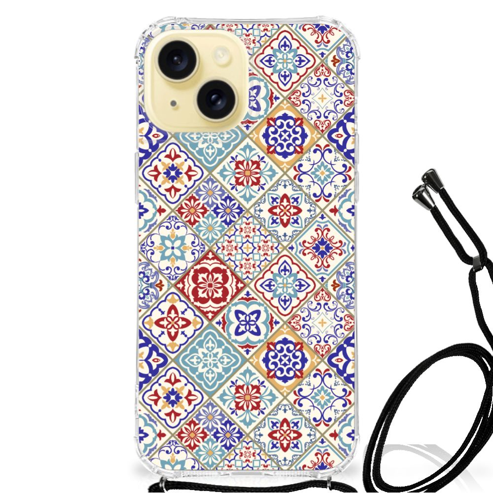 Apple iPhone 15 Anti-Shock Hoesje Tiles Color