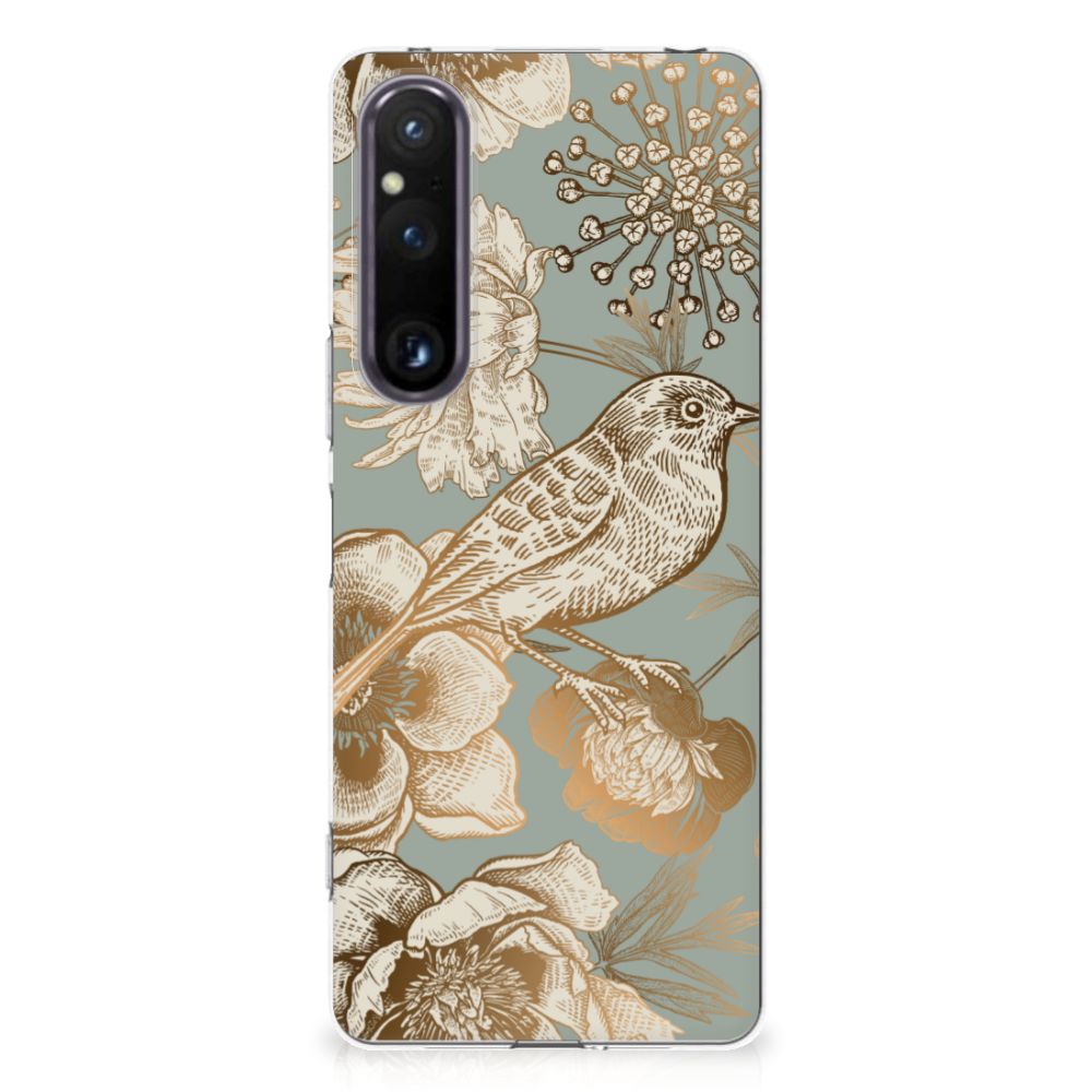 TPU Case voor Sony Xperia 1 V Vintage Bird Flowers