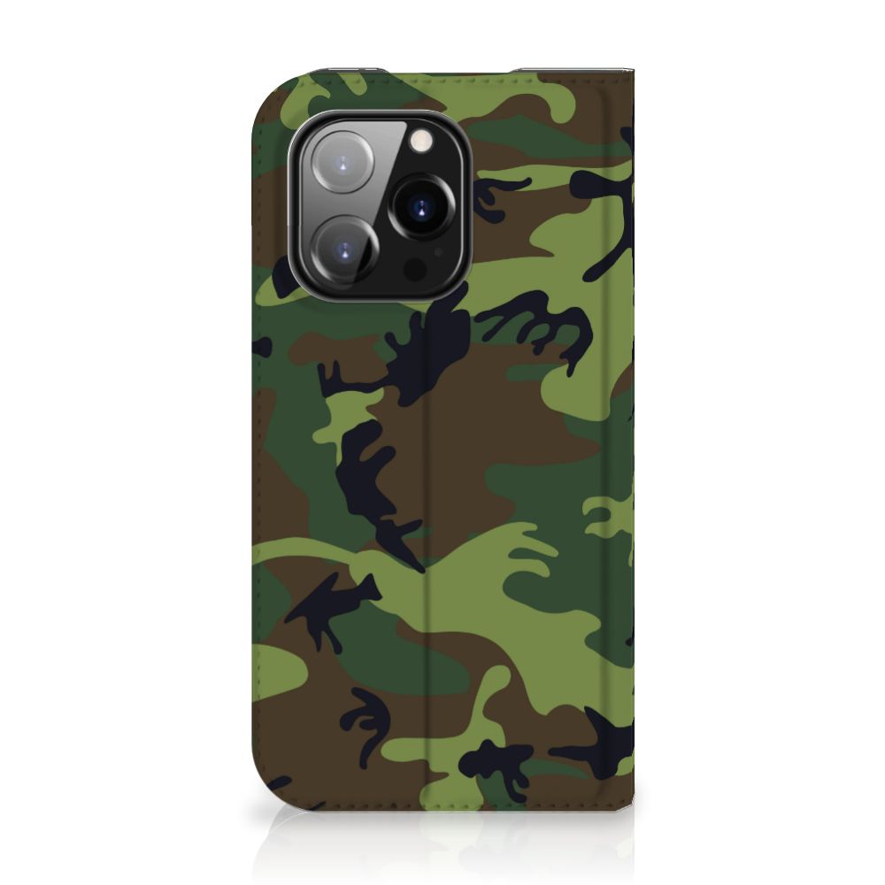 iPhone 14 Pro Hoesje met Magneet Army Dark