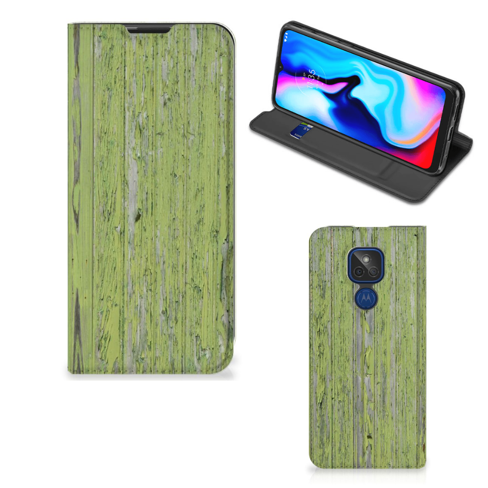 Motorola Moto G9 Play Book Wallet Case Green Wood - B2C Telecom