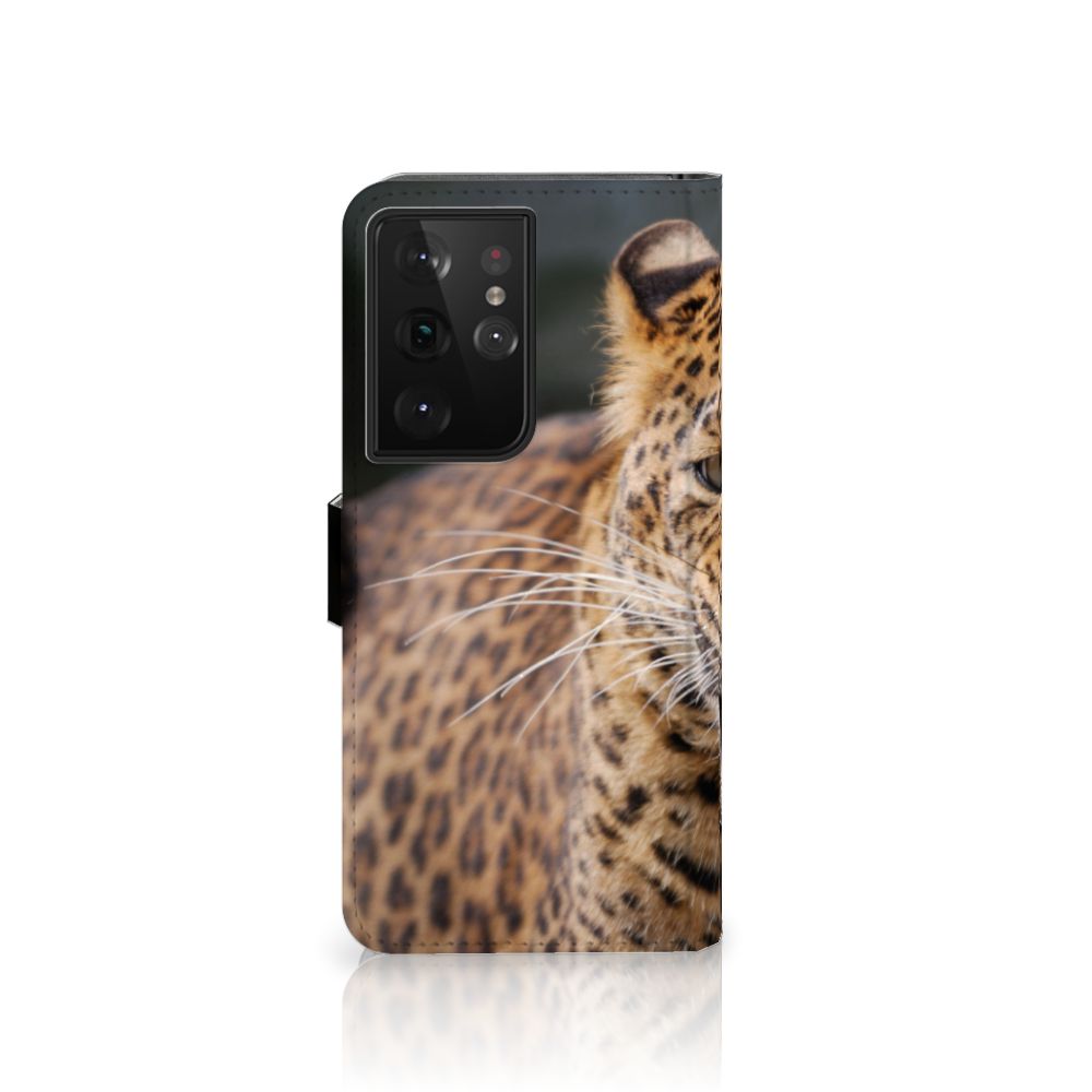 Samsung Galaxy S21 Ultra Telefoonhoesje met Pasjes Luipaard