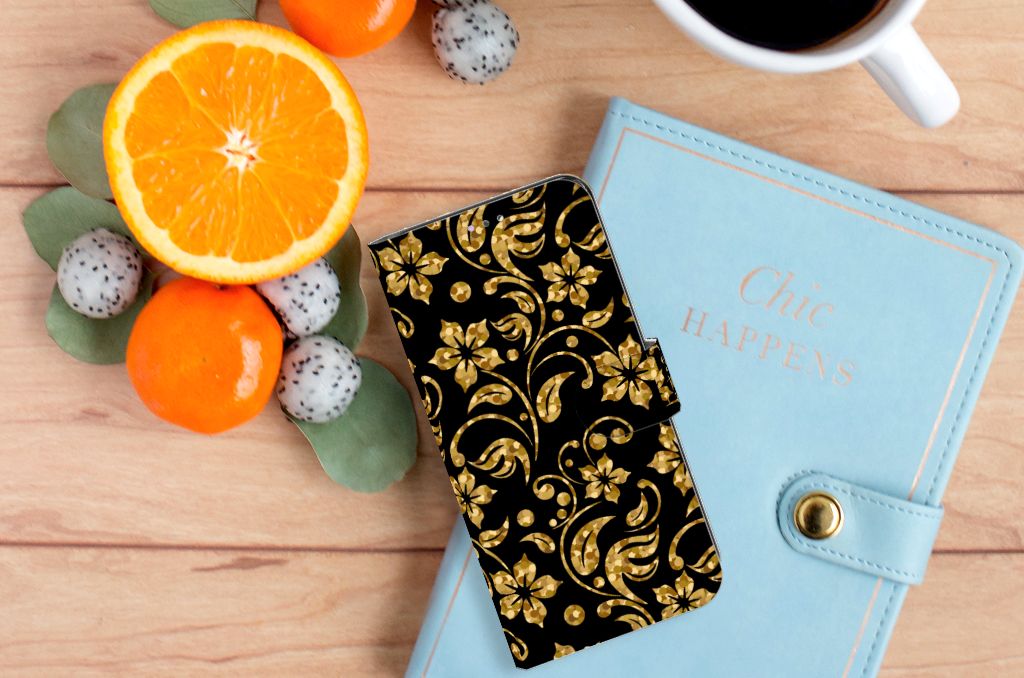 Samsung Galaxy A32 4G Hoesje Gouden Bloemen