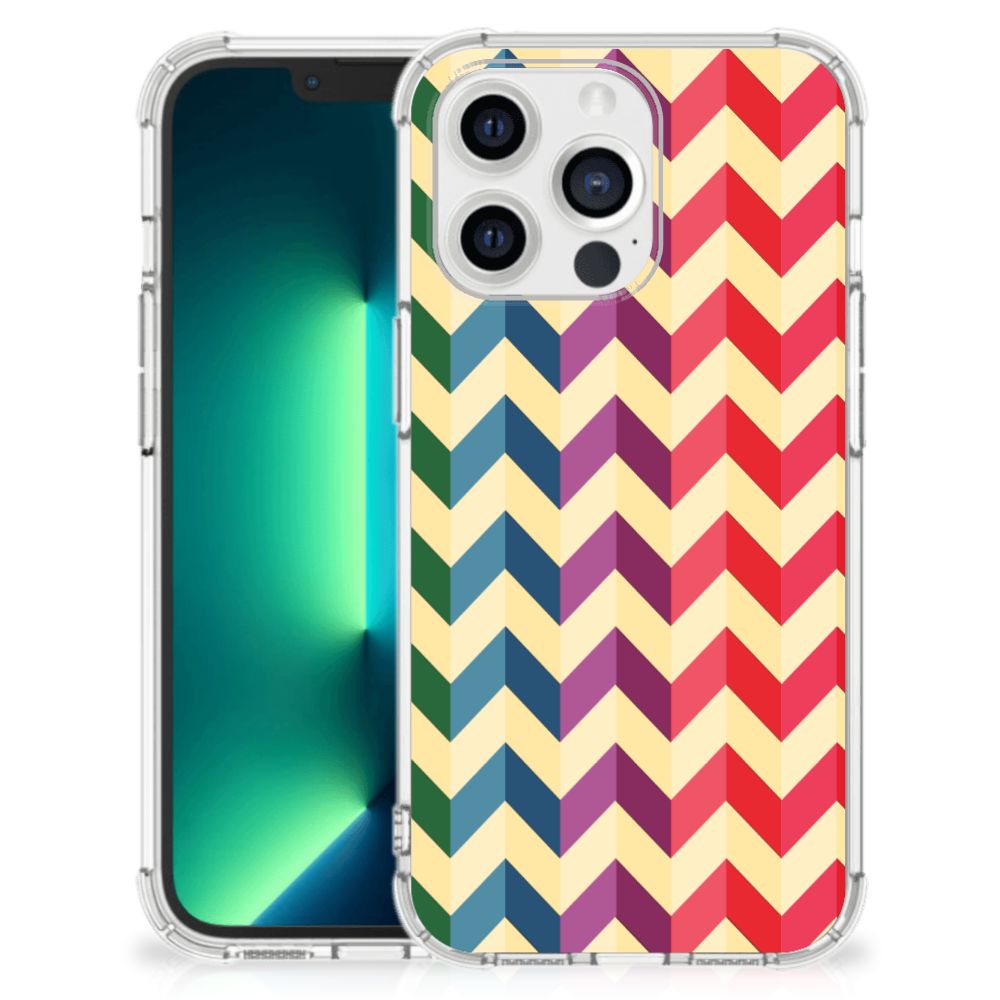 iPhone 13 Pro Max Doorzichtige Silicone Hoesje Zigzag Multi Color - B2C Telecom