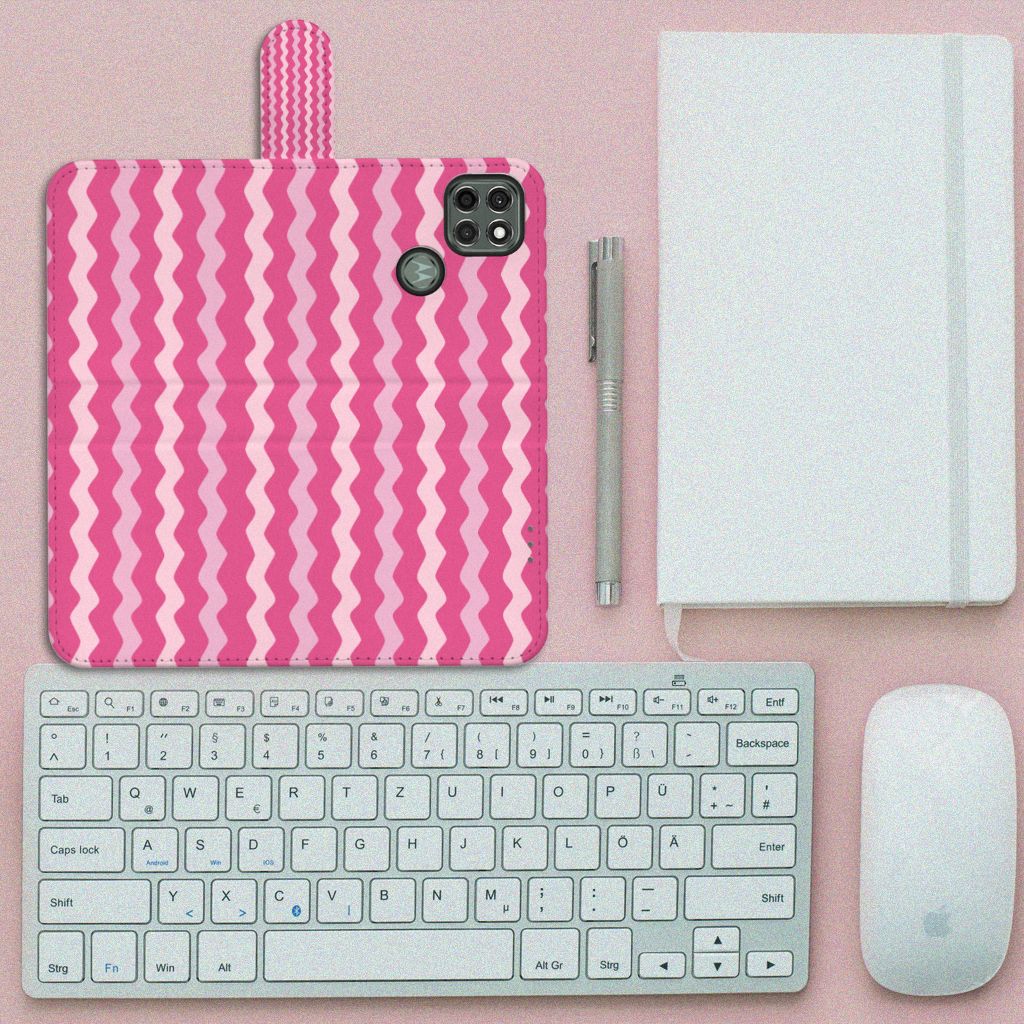 Motorola Moto G9 Power Telefoon Hoesje Waves Pink