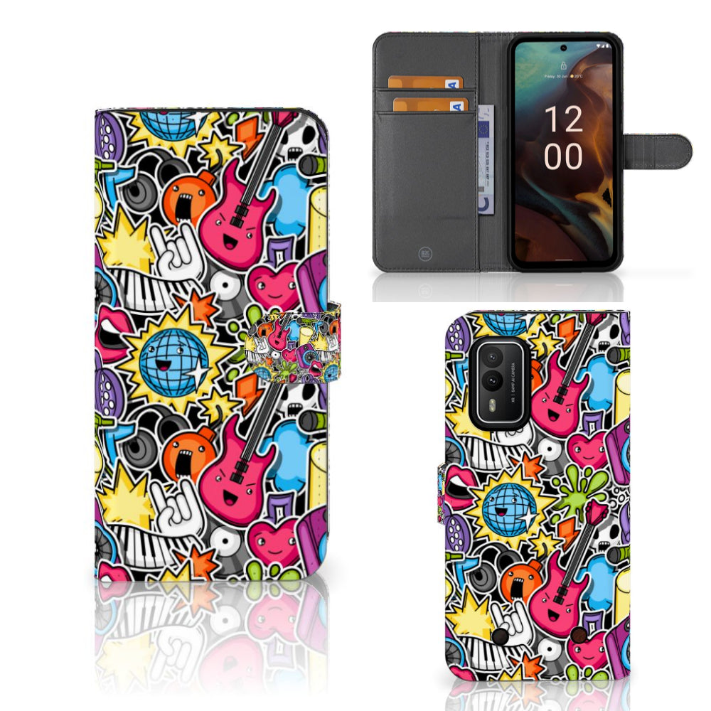 Nokia XR21 Wallet Case met Pasjes Punk Rock