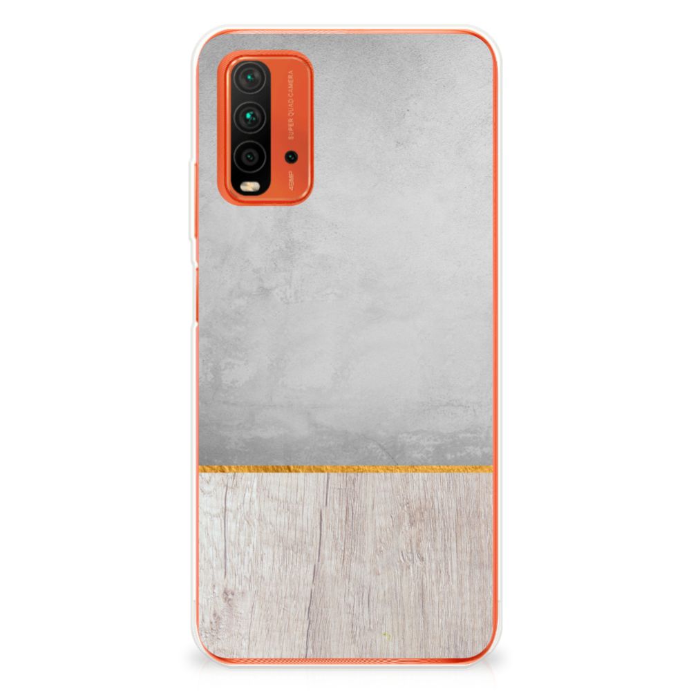 Xiaomi Poco M3 Bumper Hoesje Wood Concrete