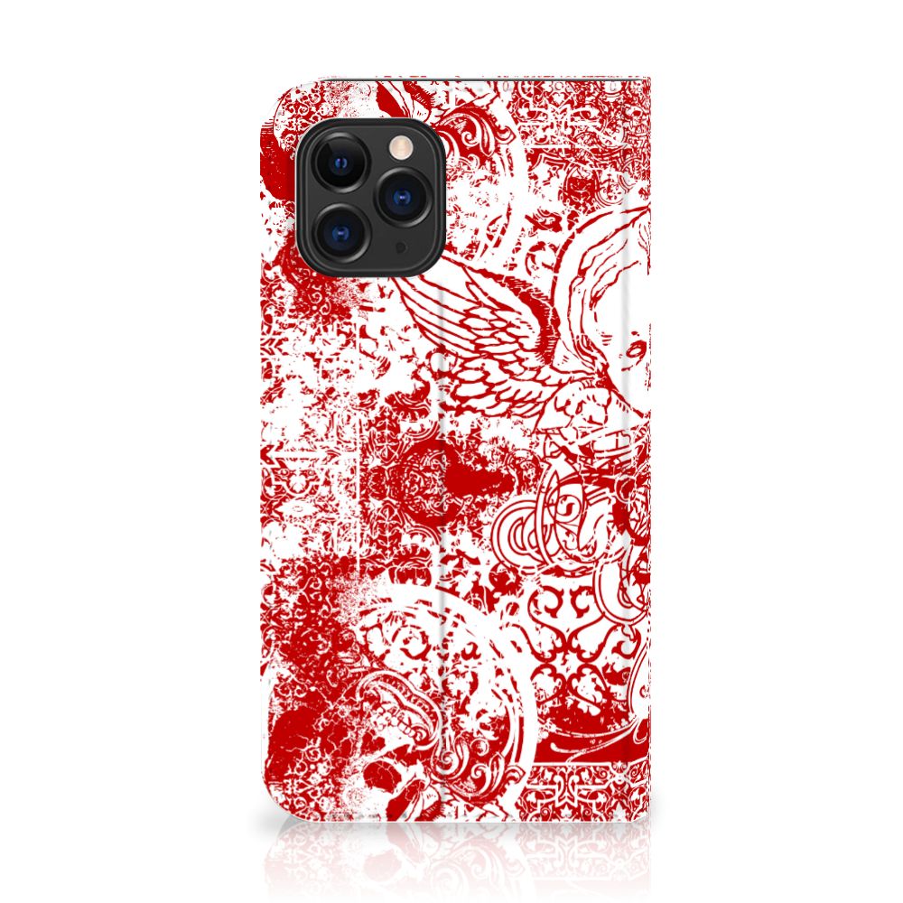 Mobiel BookCase Apple iPhone 11 Pro Angel Skull Rood