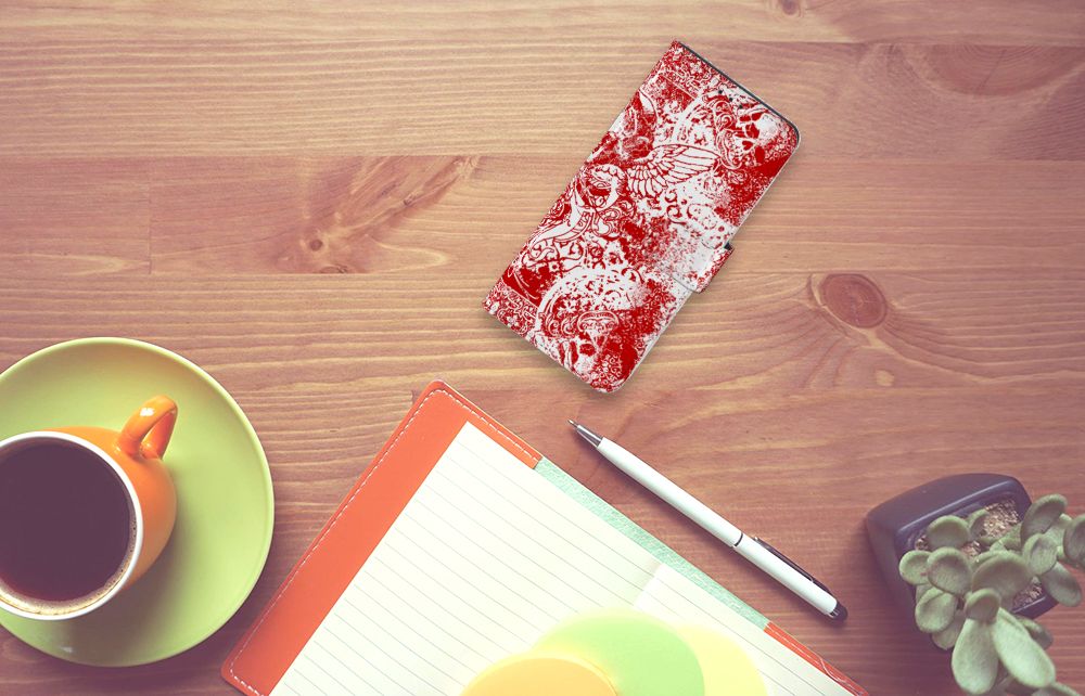 Telefoonhoesje met Naam Huawei P40 Pro Angel Skull Rood
