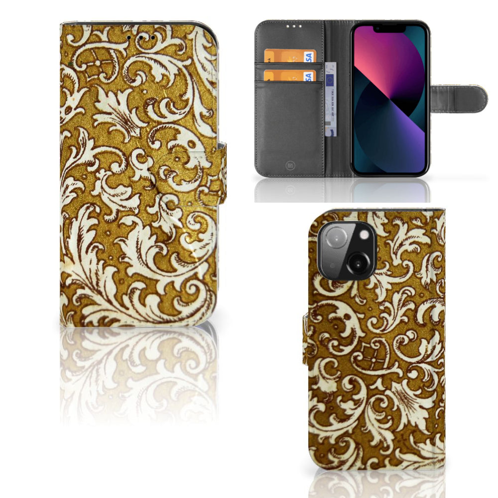 Wallet Case iPhone 13 Mini Barok Goud
