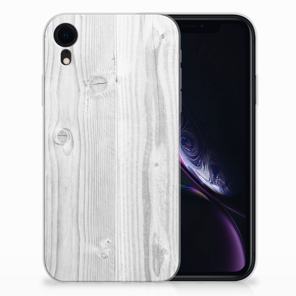 Apple iPhone Xr Bumper Hoesje White Wood