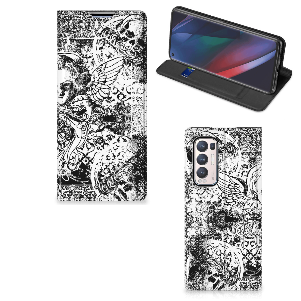 Mobiel BookCase OPPO Find X3 Neo Skulls Angel - B2C Telecom