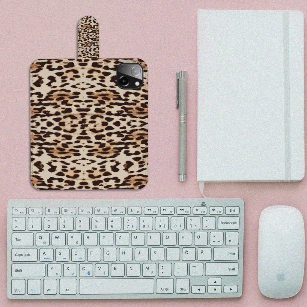 iPhone 13 Mini Telefoonhoesje met Pasjes Leopard