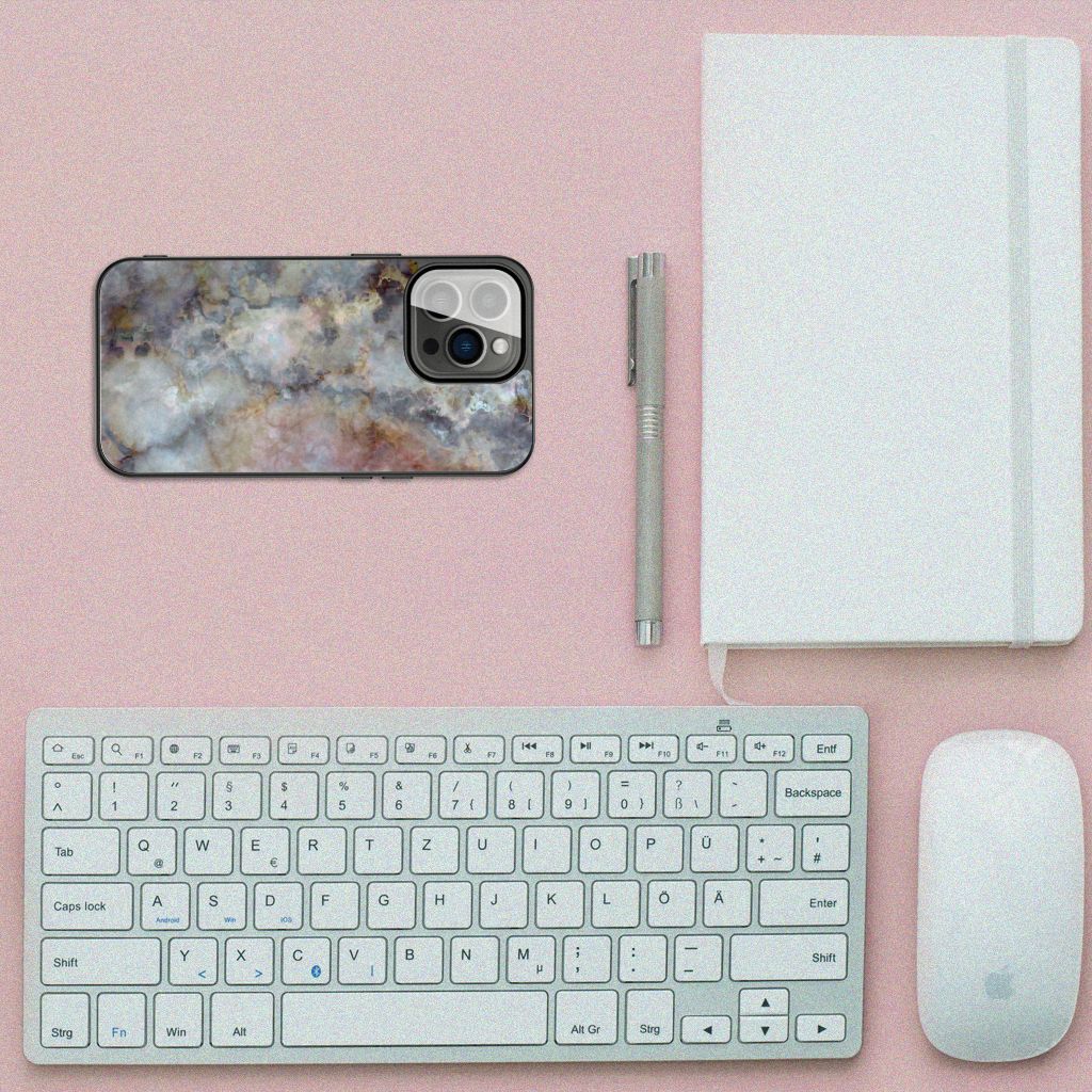 iPhone 13 Pro Marmeren Print Telefoonhoesje Marmer Grijs B2C Telecom