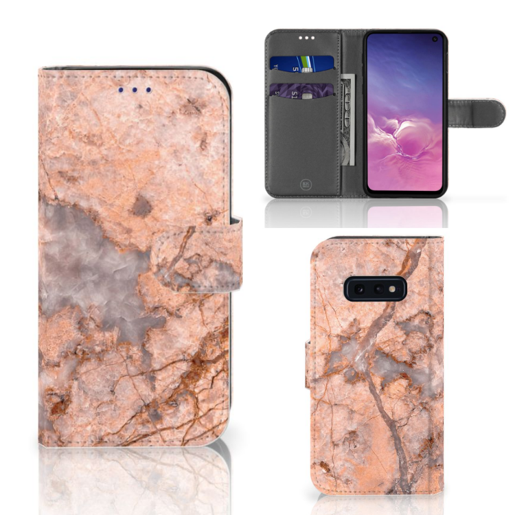 Samsung Galaxy S10e Bookcase Marmer Oranje