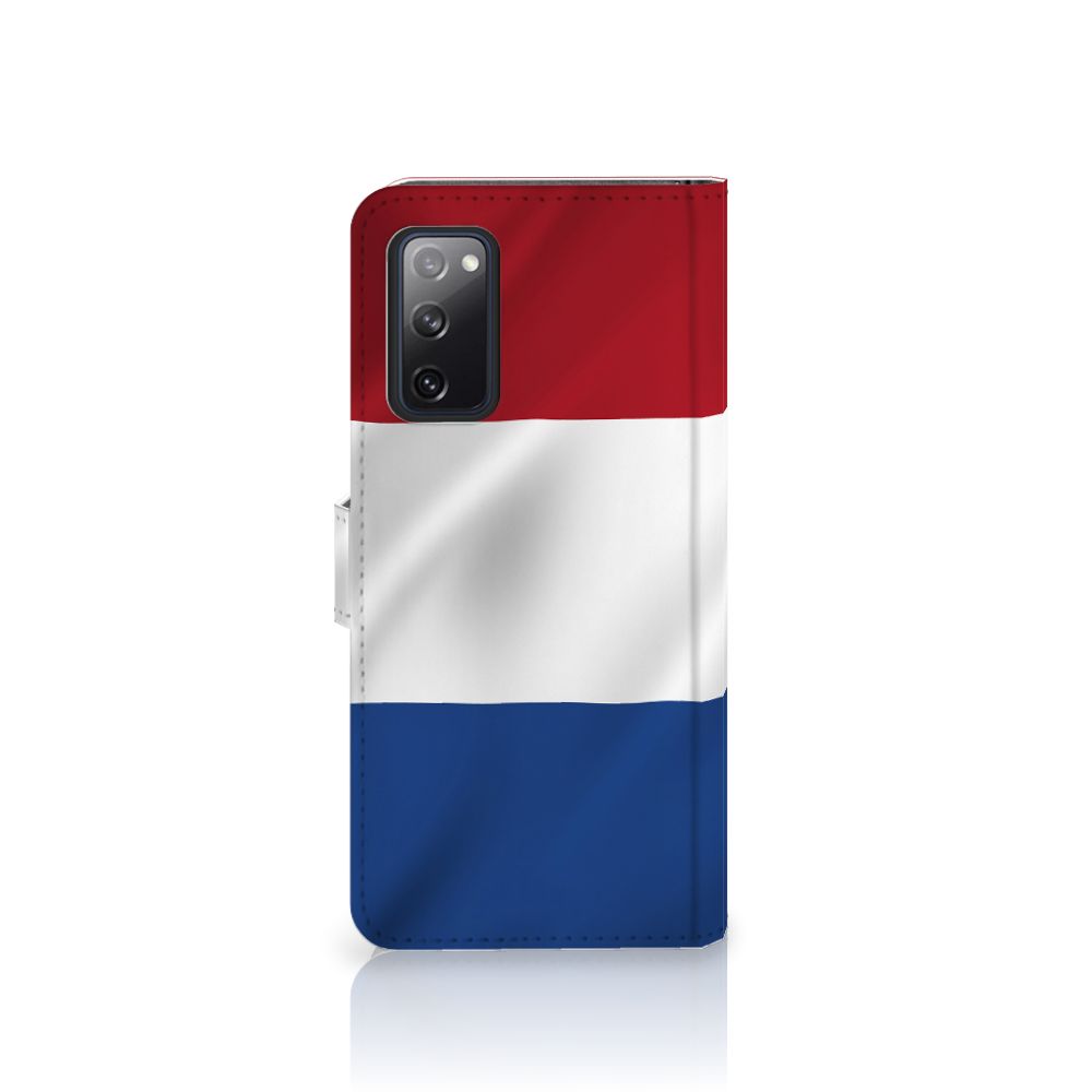 Samsung Galaxy S20 FE Bookstyle Case Nederlandse Vlag met artistiek ontwerp van de Nederlandse vlag.