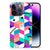 Apple iPhone 14 Pro TPU Hoesje Blokken Kleurrijk met abstract patroon en felle kleuren.