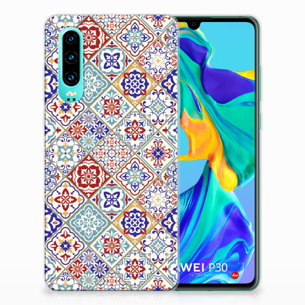 Huawei P30 TPU Siliconen Hoesje Tiles Color