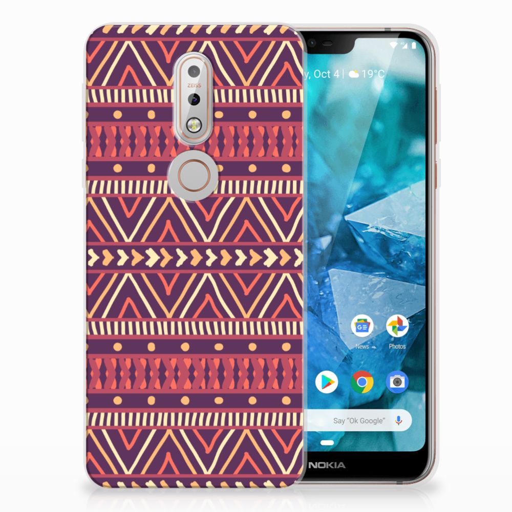 Nokia 7.1 TPU bumper Aztec Paars