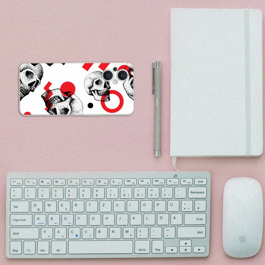 Silicone Back Case OPPO Reno8 Lite Skull Red B2C Telecom