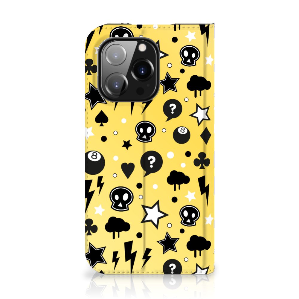 Mobiel BookCase iPhone 14 Pro Punk Geel - B2C Telecom