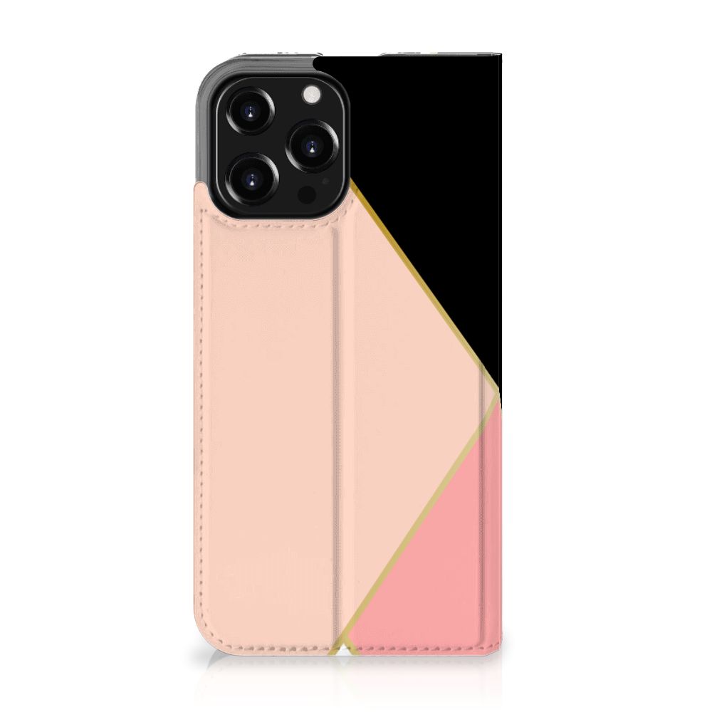 iPhone 13 Pro Max Stand Case Zwart Roze Vormen - B2C Telecom