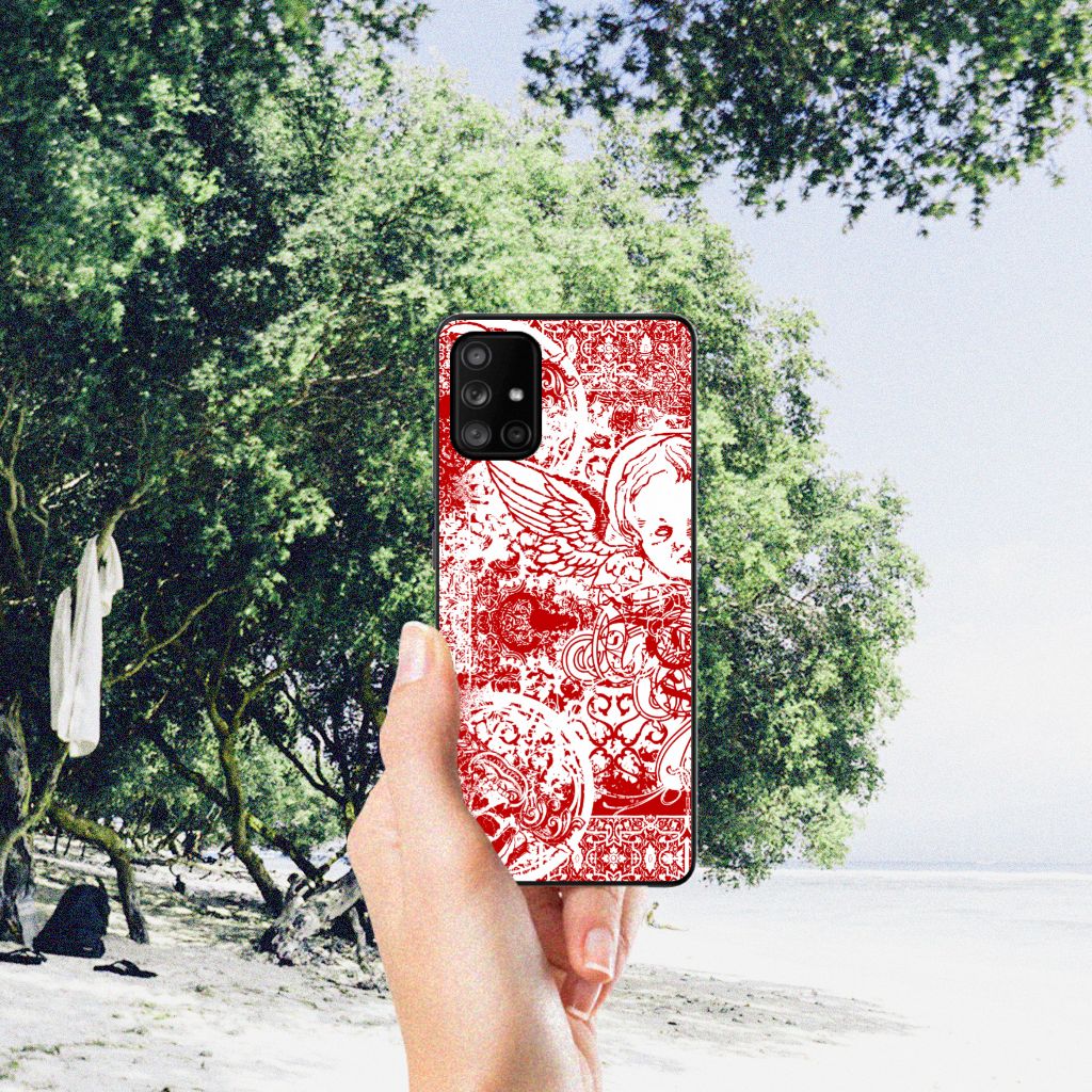 Telefoonhoesje Samsung Galaxy A71 Angel Skull Rood B2C Telecom
