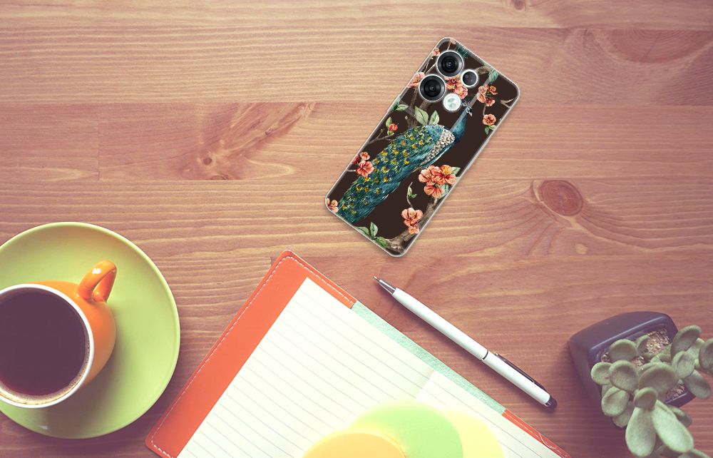 OPPO Reno8 Pro TPU Hoesje Pauw met Bloemen B2C Telecom