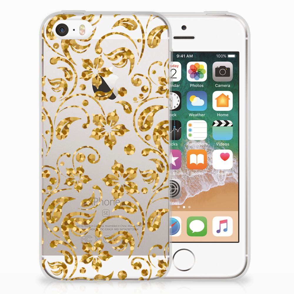 Apple iPhone SE | 5S TPU Case Gouden Bloemen