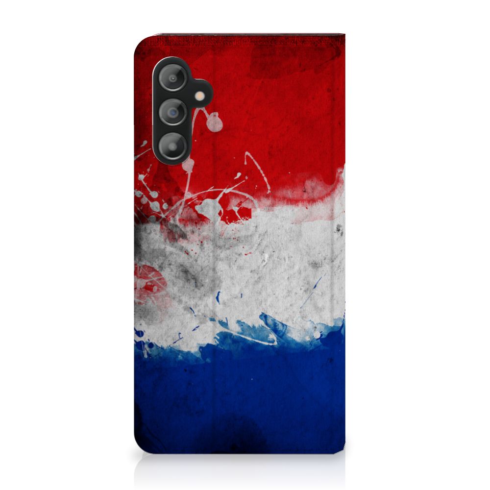 Samsung Galaxy A14 4G Standcase Nederland met Nederlandse vlag in rood, wit en blauw ontwerp.