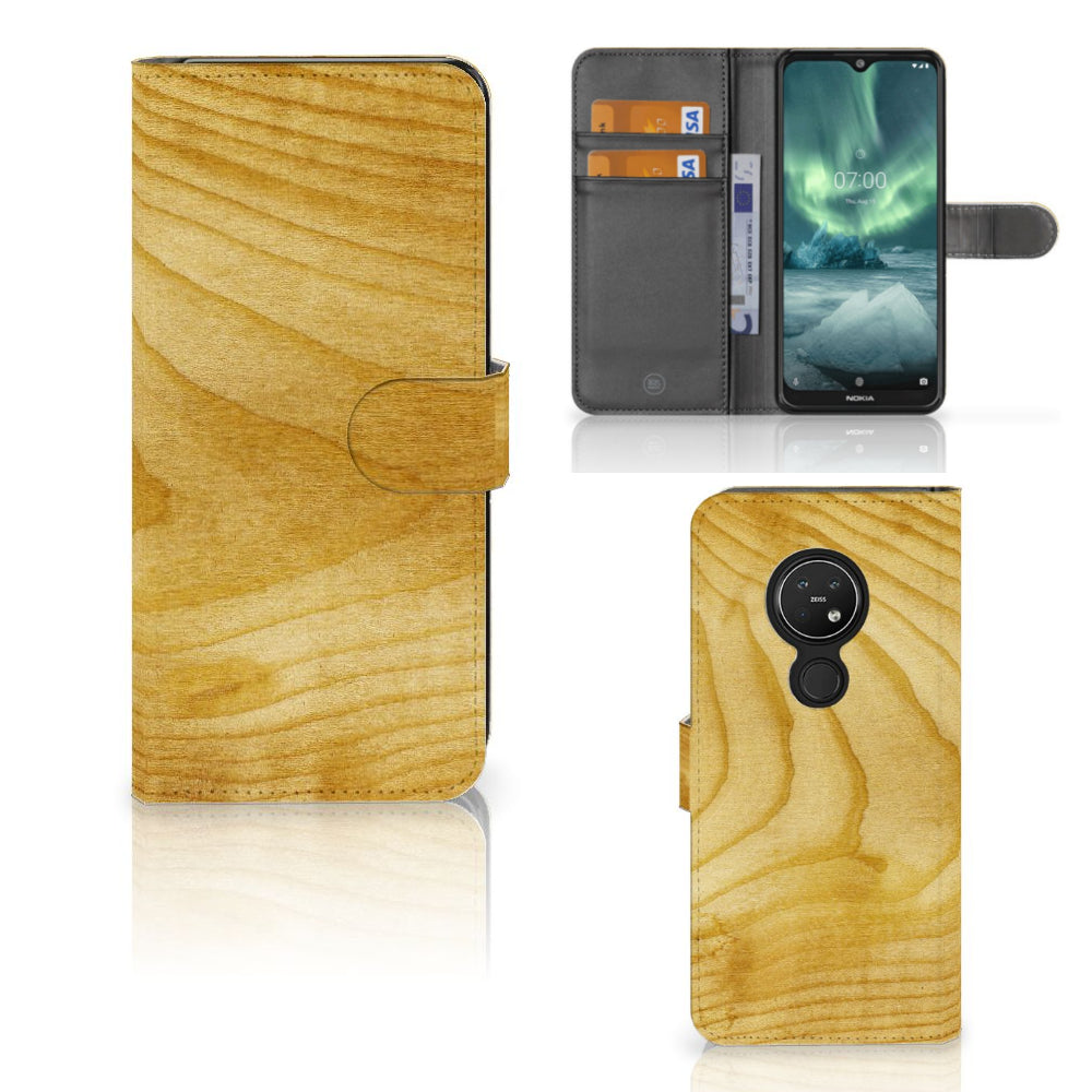 Nokia 7.2 | Nokia 6.2 Book Style Case Licht Hout