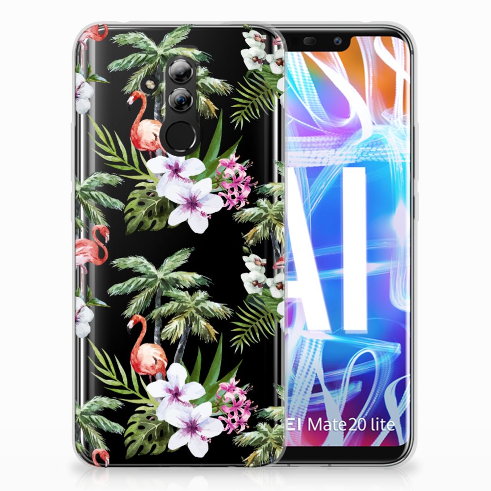 Huawei Mate 20 Lite TPU Hoesje Flamingo Palms