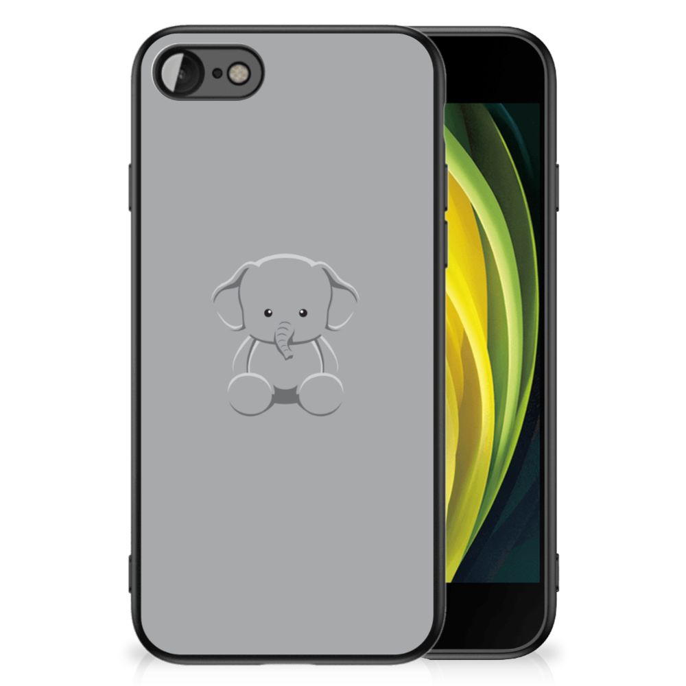 iPhone SE 2022 | SE 2020 | 7/8 Hoesje Grijs Baby Olifant met schattige olifant afbeelding.