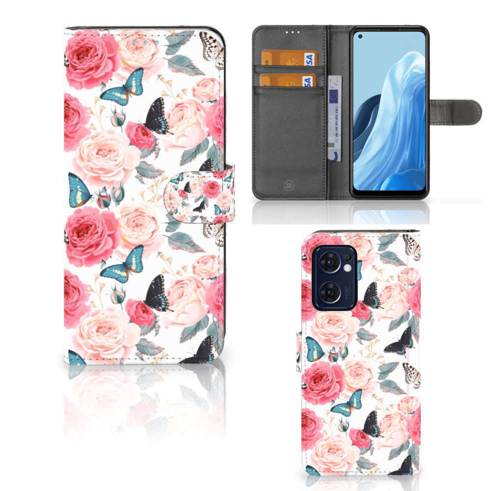 OPPO Find X5 Lite | Reno 7 5G Hoesje Butterfly Roses