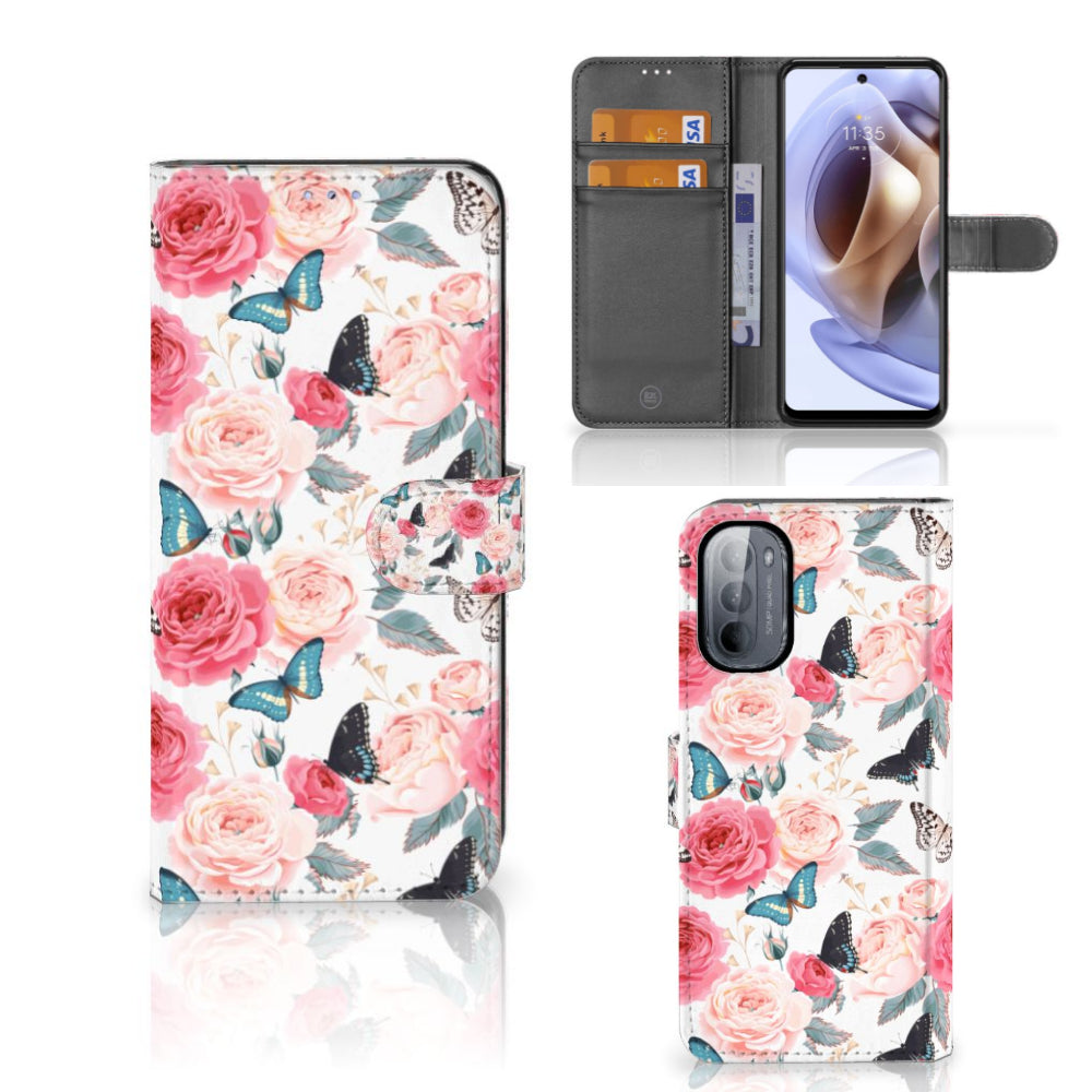 Motorola Moto G31 | G41 Hoesje Butterfly Roses