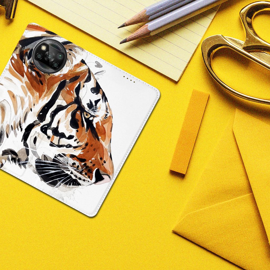 Bookcase Xiaomi Poco X3 Pro | Poco X3 Watercolor Tiger - B2C Telecom