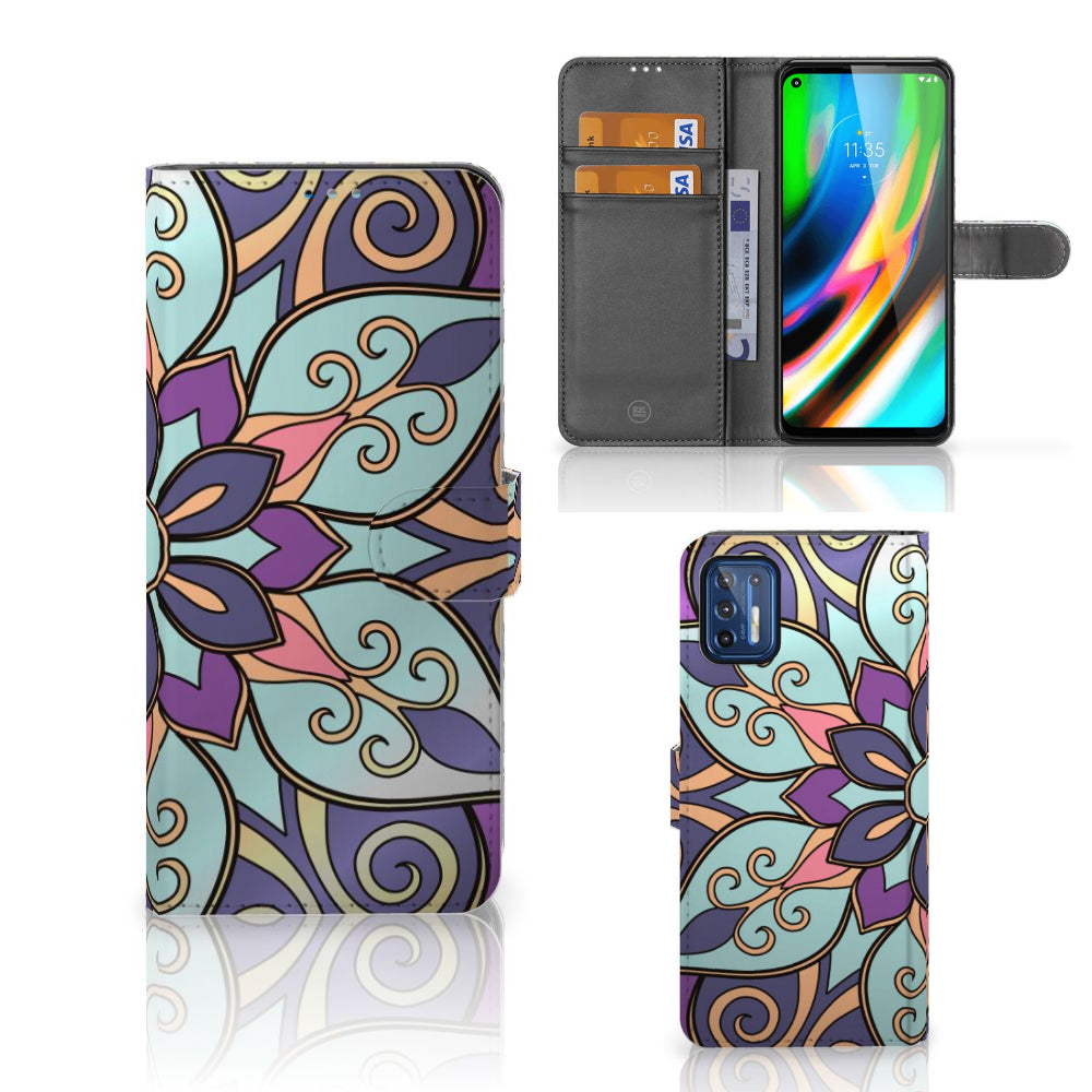 Motorola Moto G9 Plus Hoesje Purple Flower