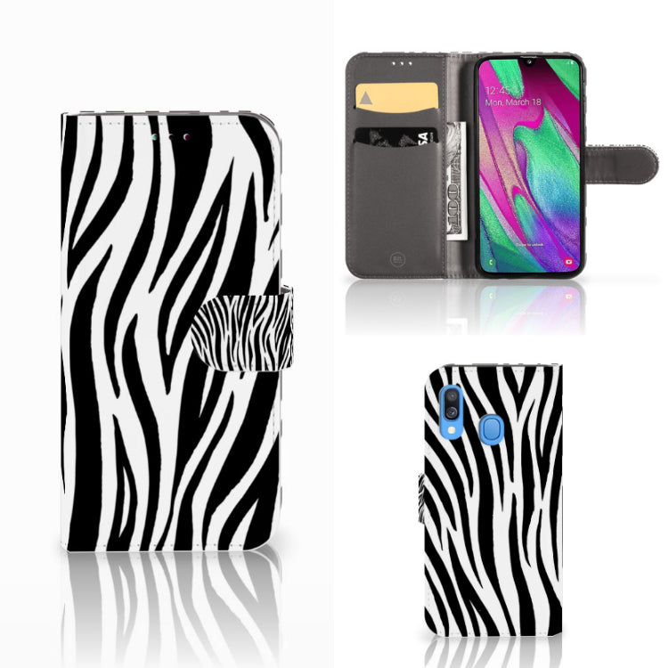 Samsung Galaxy A40 Telefoonhoesje met Pasjes Zebra