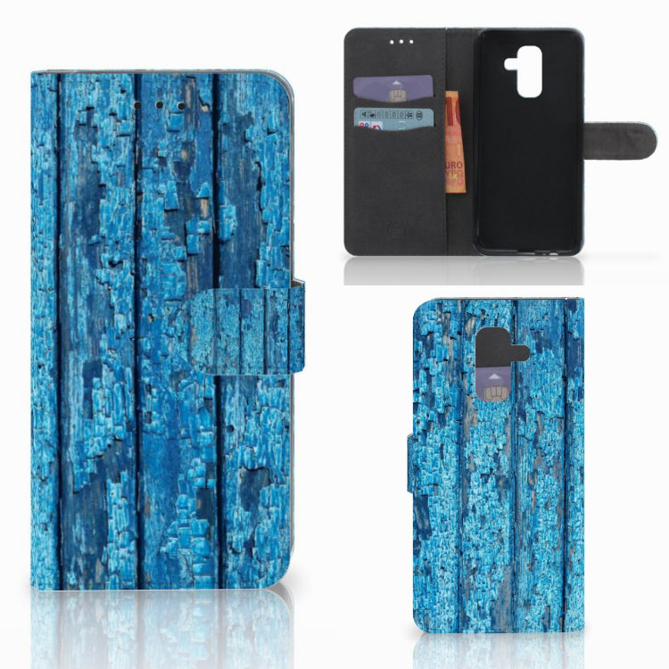 Samsung Galaxy A6 Plus 2018 Book Style Case Wood Blue