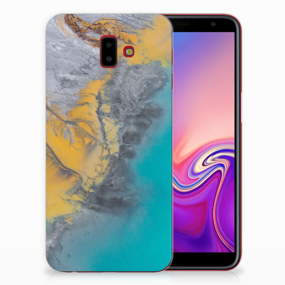 Samsung Galaxy J6 Plus (2018) TPU Siliconen Hoesje Marble Blue Gold